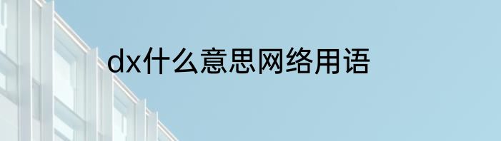 dx什么意思网络用语