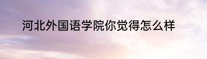 河北外国语学院你觉得怎么样