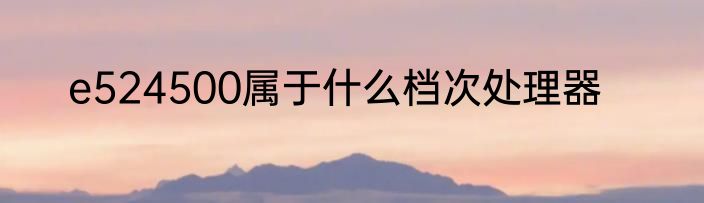 e524500属于什么档次处理器