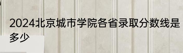 2024北京城市学院各省录取分数线是多少