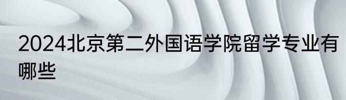 2024北京第二外国语学院留学专业有哪些