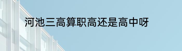 河池三高算职高还是高中呀