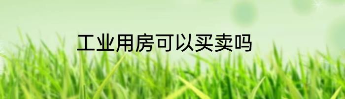 工业用房可以买卖吗