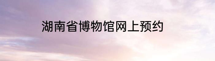 湖南省博物馆网上预约
