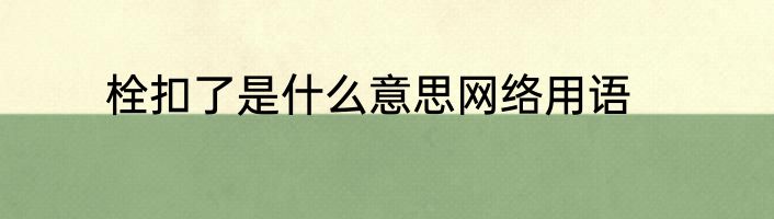 栓扣了是什么意思网络用语