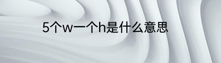 5个w一个h是什么意思