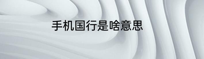 手机国行是啥意思