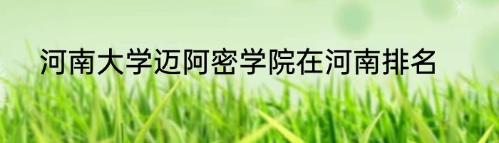 河南大学迈阿密学院在河南排名