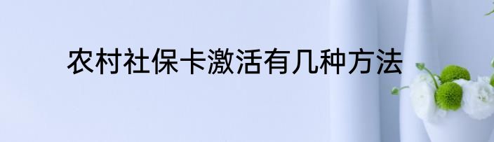 农村社保卡激活有几种方法