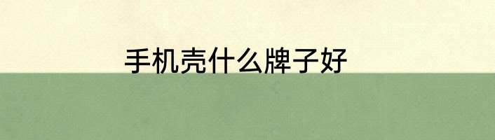手机壳什么牌子好