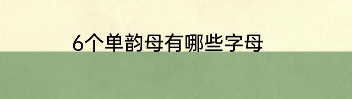 6个单韵母有哪些字母
