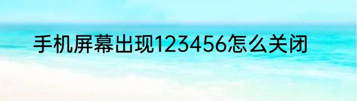 手机屏幕出现123456怎么关闭
