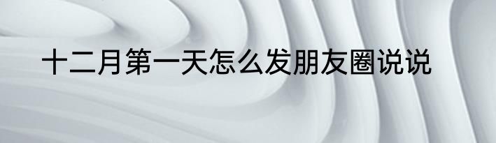 十二月第一天怎么发朋友圈说说