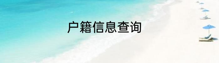 户籍信息查询