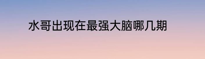 水哥出现在最强大脑哪几期