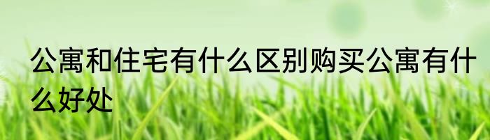 公寓和住宅有什么区别购买公寓有什么好处