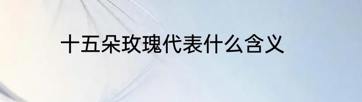 十五朵玫瑰代表什么含义