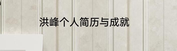 洪峰个人简历与成就