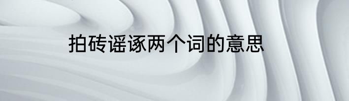 拍砖谣诼两个词的意思