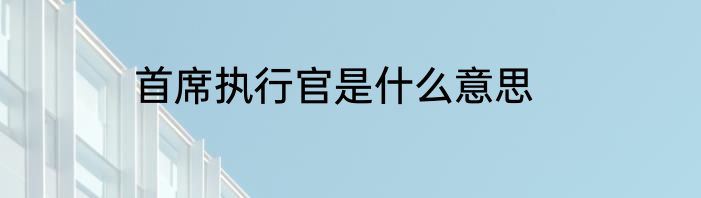 首席执行官是什么意思