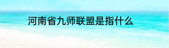 河南省九师联盟是指什么