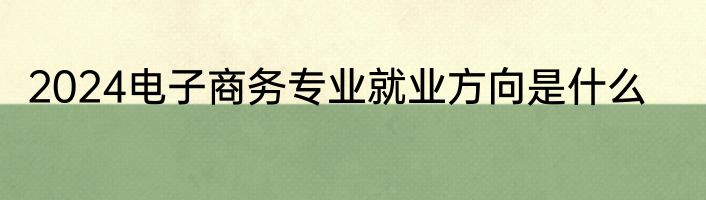 2024电子商务专业就业方向是什么