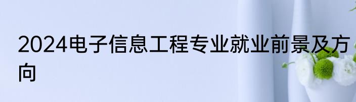2024电子信息工程专业就业前景及方向