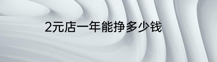 2元店一年能挣多少钱