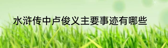 水浒传中卢俊义主要事迹有哪些