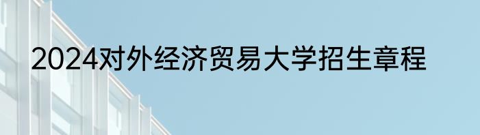 2024对外经济贸易大学招生章程