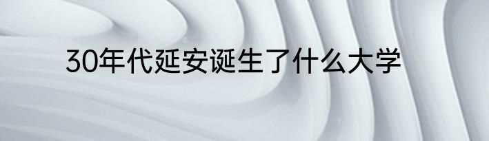 30年代延安诞生了什么大学