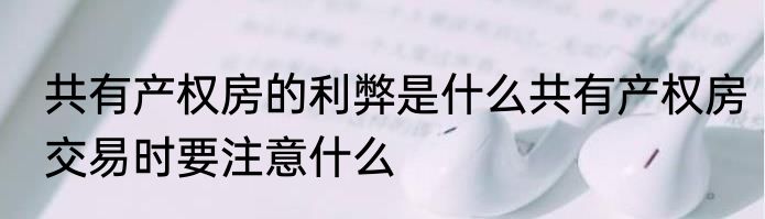 共有产权房的利弊是什么共有产权房交易时要注意什么