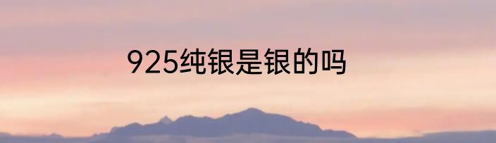 925纯银是银的吗