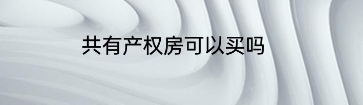 共有产权房可以买吗