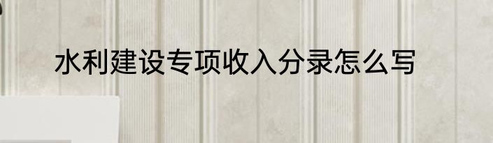 水利建设专项收入分录怎么写