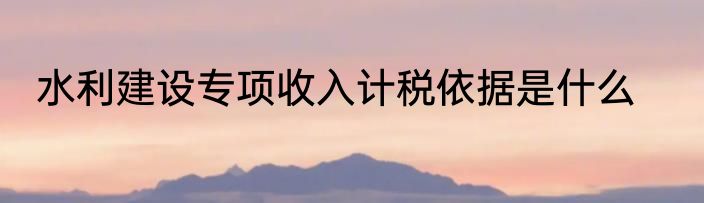 水利建设专项收入计税依据是什么