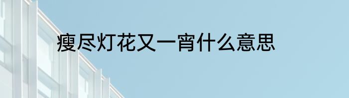 瘦尽灯花又一宵什么意思