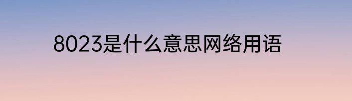 8023是什么意思网络用语