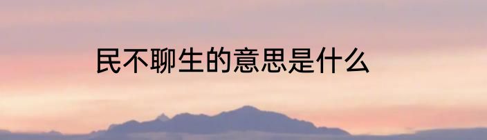 民不聊生的意思是什么
