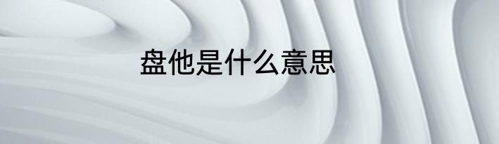 盘他是什么意思