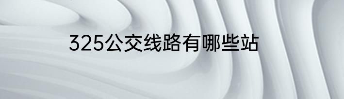 325公交线路有哪些站