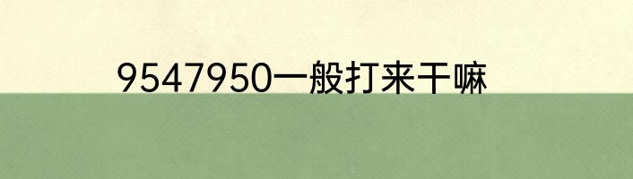 9547950一般打来干嘛