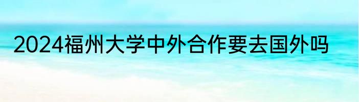 2024福州大学中外合作要去国外吗