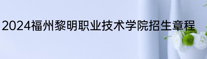 2024福州黎明职业技术学院招生章程