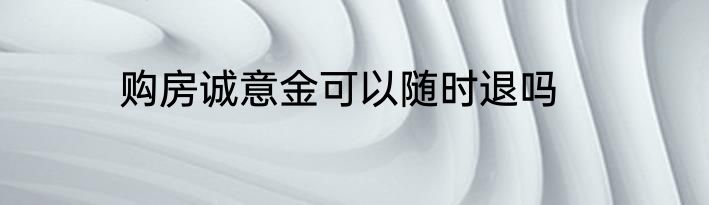 购房诚意金可以随时退吗
