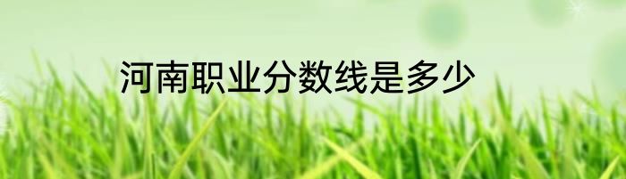河南职业分数线是多少