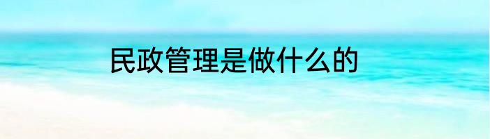 民政管理是做什么的
