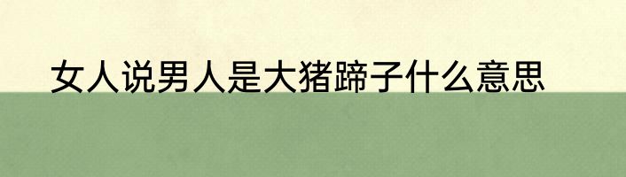 女人说男人是大猪蹄子什么意思