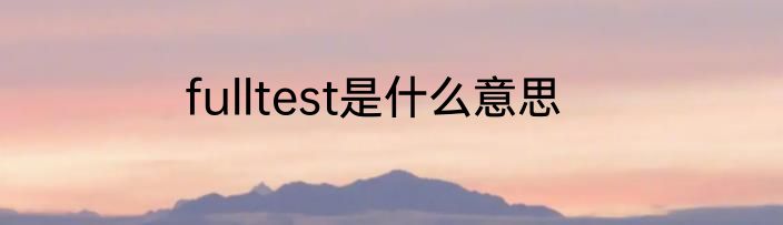 fulltest是什么意思