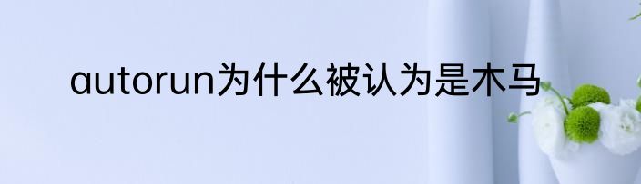 autorun为什么被认为是木马